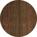 Round Abstract Brown Modern Rug, abs5578brn