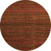 Round Machine Washable Abstract Orange Modern Area Rugs, wshabs5578org