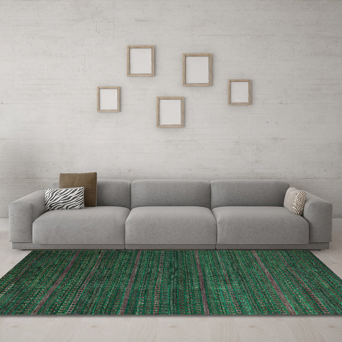 Machine Washable Abstract Turquoise Modern Area Rugs in a Living Room,, wshabs5578turq