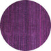 Round Machine Washable Abstract Purple Modern Area Rugs, wshabs5578pur