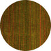 Round Abstract Yellow Modern Rug, abs5578yw