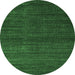 Round Abstract Emerald Green Modern Rug, abs5578emgrn