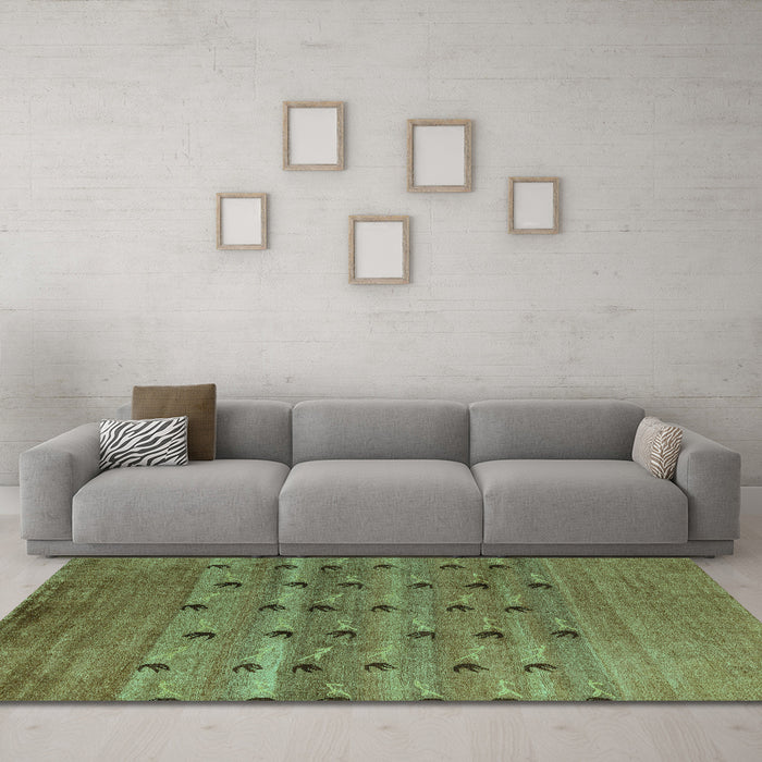 Machine Washable Abstract Turquoise Modern Area Rugs in a Living Room,, wshabs5579turq
