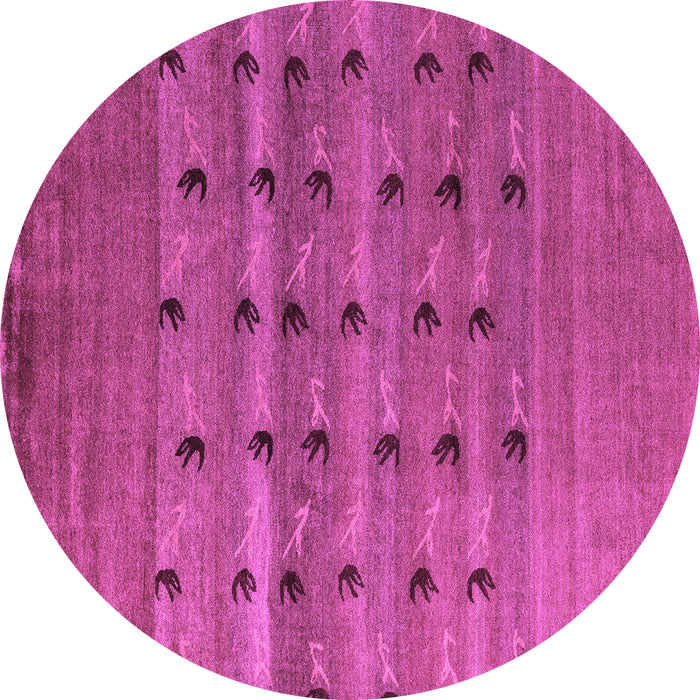 Round Machine Washable Abstract Purple Modern Area Rugs, wshabs5579pur