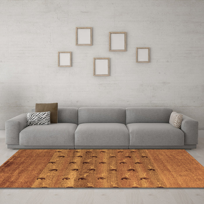 Machine Washable Abstract Brown Modern Rug in a Living Room,, wshabs5579brn
