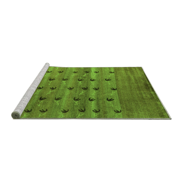Sideview of Machine Washable Abstract Green Modern Area Rugs, wshabs5579grn