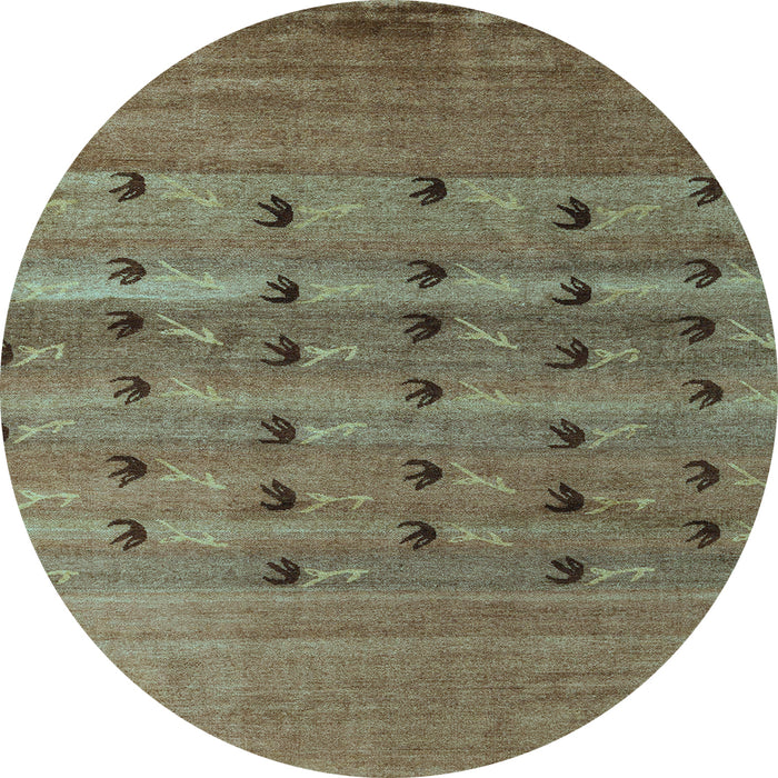 Round Abstract Light Blue Modern Rug, abs5579lblu