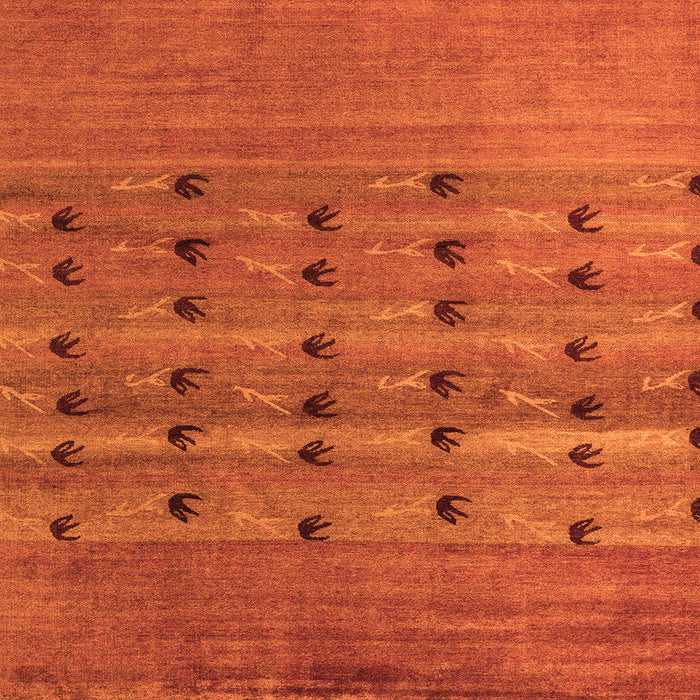 Square Machine Washable Abstract Orange Modern Area Rugs, wshabs5579org