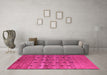 Machine Washable Abstract Pink Modern Rug in a Living Room, wshabs5579pnk