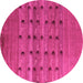 Round Machine Washable Abstract Pink Modern Rug, wshabs5579pnk