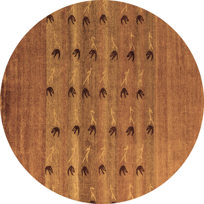 Round Machine Washable Abstract Brown Modern Rug, wshabs5579brn