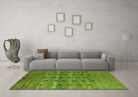 Machine Washable Abstract Green Modern Rug, wshabs5579grn