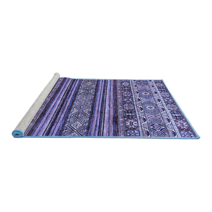 Sideview of Machine Washable Abstract Blue Modern Rug, wshabs557blu