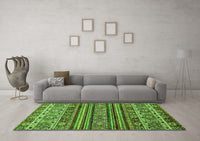 Machine Washable Abstract Green Modern Rug, wshabs557grn