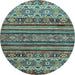 Round Abstract Light Blue Modern Rug, abs557lblu