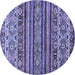 Round Abstract Blue Modern Rug, abs557blu