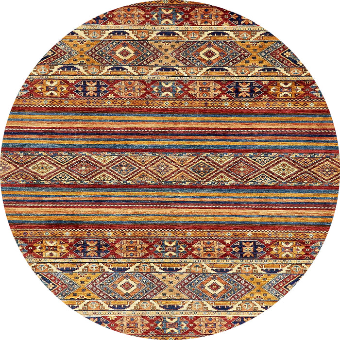 Round Abstract Saffron Red Modern Rug, abs557