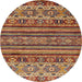 Round Abstract Saffron Red Modern Rug, abs557