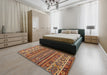 Abstract Saffron Red Modern Rug in a Bedroom, abs557