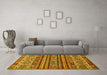 Machine Washable Abstract Yellow Modern Rug in a Living Room, wshabs557yw