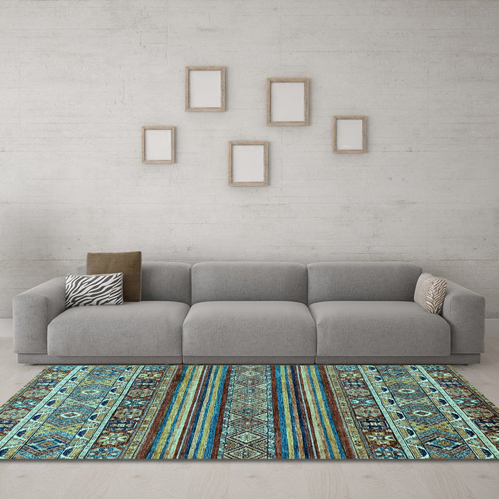 Machine Washable Abstract Light Blue Modern Rug in a Living Room, wshabs557lblu
