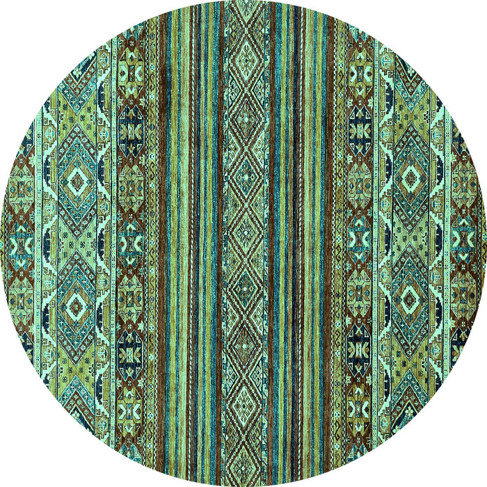 Round Abstract Turquoise Modern Rug, abs557turq