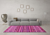 Machine Washable Abstract Pink Modern Rug, wshabs557pnk