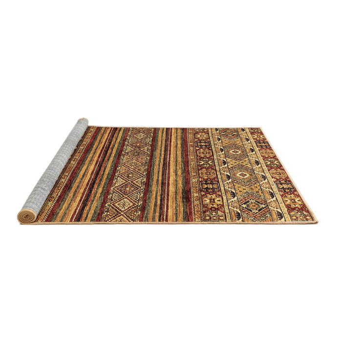 Sideview of Machine Washable Abstract Brown Modern Rug, wshabs557brn