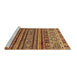 Sideview of Machine Washable Abstract Brown Modern Rug, wshabs557brn