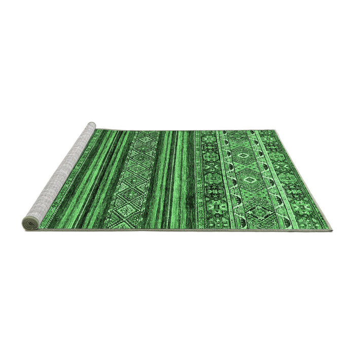 Sideview of Machine Washable Abstract Emerald Green Modern Area Rugs, wshabs557emgrn