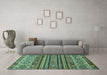 Machine Washable Abstract Turquoise Modern Area Rugs in a Living Room,, wshabs557turq