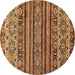 Round Abstract Brown Modern Rug, abs557brn