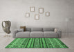 Machine Washable Abstract Emerald Green Modern Area Rugs in a Living Room,, wshabs557emgrn