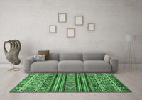 Machine Washable Abstract Emerald Green Modern Rug, wshabs557emgrn