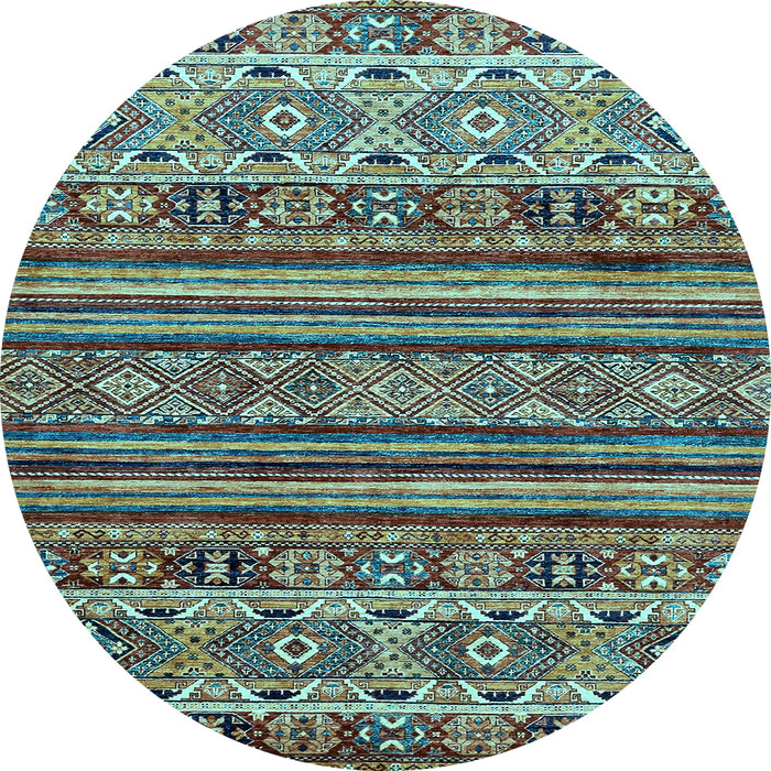 Round Machine Washable Abstract Light Blue Modern Rug, wshabs557lblu