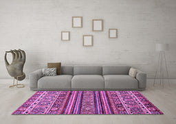 Machine Washable Abstract Purple Modern Area Rugs in a Living Room, wshabs557pur