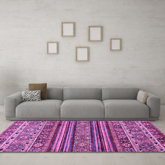 Machine Washable Abstract Purple Modern Area Rugs in a Living Room, wshabs557pur