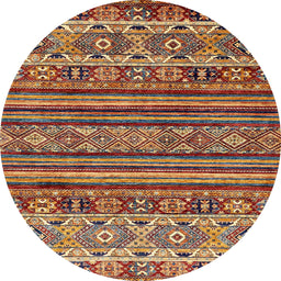 Round Machine Washable Abstract Saffron Red Rug, wshabs557