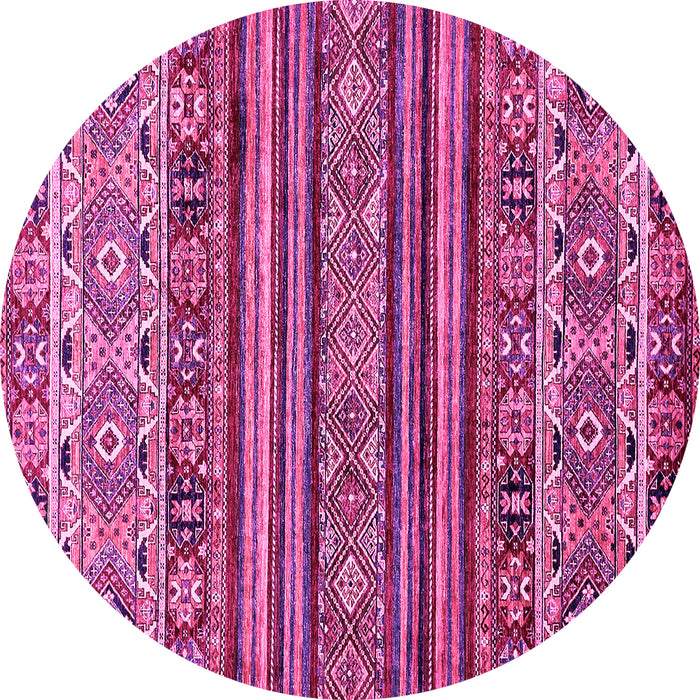Round Machine Washable Abstract Pink Modern Rug, wshabs557pnk