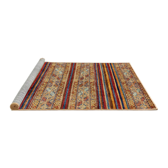 Sideview of Machine Washable Abstract Brown Red Rug, wshabs558