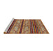 Sideview of Machine Washable Abstract Brown Red Rug, wshabs558