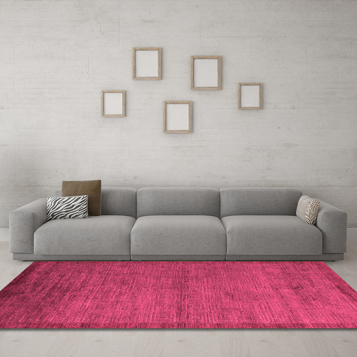 Machine Washable Abstract Pink Modern Rug in a Living Room, wshabs5580pnk