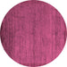 Round Machine Washable Abstract Purple Modern Area Rugs, wshabs5580pur