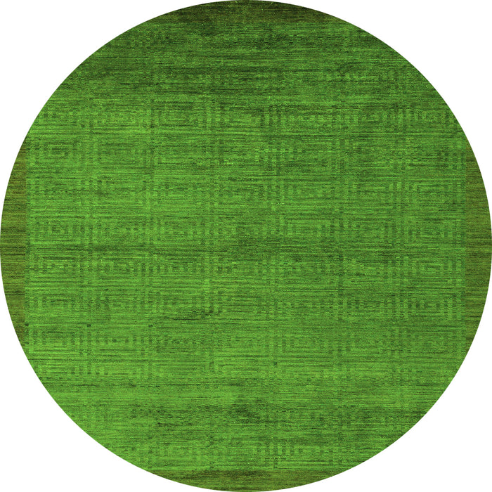 Round Machine Washable Abstract Green Modern Area Rugs, wshabs5580grn