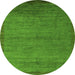 Round Machine Washable Abstract Green Modern Area Rugs, wshabs5580grn