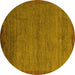 Round Abstract Yellow Modern Rug, abs5580yw