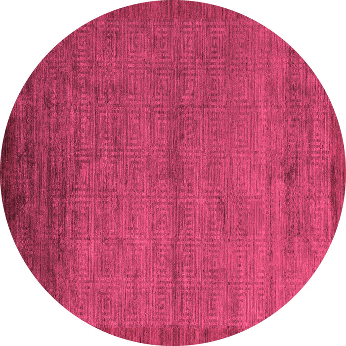 Round Machine Washable Abstract Pink Modern Rug, wshabs5580pnk