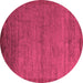 Round Machine Washable Abstract Pink Modern Rug, wshabs5580pnk