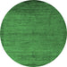 Round Abstract Emerald Green Modern Rug, abs5580emgrn