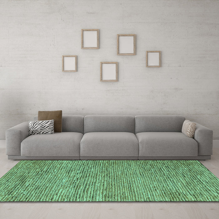 Machine Washable Abstract Turquoise Modern Area Rugs in a Living Room,, wshabs5581turq
